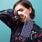 Mundaze - Case for Samsung Galaxy S22 Ultra Slim Shockproof Hard Shell Soft TPU Heavy Duty Protective Phone Cover - Abstract Blue Orange Diamond Tribal