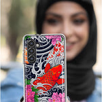Mundaze - Case for Samsung Galaxy S22 Ultra Slim Shockproof Hard Shell Soft TPU Heavy Duty Protective Phone Cover - Japanese Koi Fish Tattoo