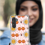 Mundaze - Case for Samsung Galaxy S22 Ultra Slim Shockproof Hard Shell Soft TPU Heavy Duty Protective Phone Cover - Retro Groovy Flowers