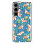 Mundaze - Case for Samsung Galaxy S24 Slim Shockproof Hard Shell Soft TPU Heavy Duty Protective Phone Cover - Cute Corgis and Flowers