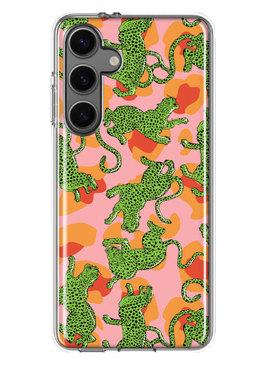 Mundaze - Case for Samsung Galaxy S24 Plus Slim Shockproof Hard Shell Soft TPU Heavy Duty Protective Phone Cover - Green Leopard