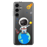 Mundaze - Case for Samsung Galaxy S24 Slim Shockproof Hard Shell Soft TPU Heavy Duty Protective Phone Cover - Cute Astronaut Earth Mars Rocket