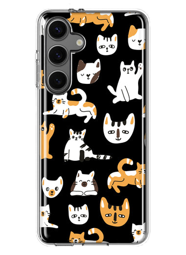 Mundaze - Case for Samsung Galaxy S24 Plus Slim Shockproof Hard Shell Soft TPU Heavy Duty Protective Phone Cover - Cute Happy Cat Friends