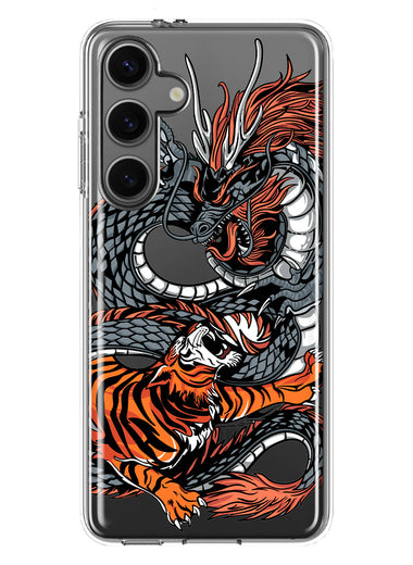 Mundaze - Case for Samsung Galaxy S24 Plus Slim Shockproof Hard Shell Soft TPU Heavy Duty Protective Phone Cover - Dragon and Tiger