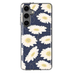 Mundaze - Case for Samsung Galaxy S24 Plus Slim Shockproof Hard Shell Soft TPU Heavy Duty Protective Phone Cover - Cute White Daisies Blue