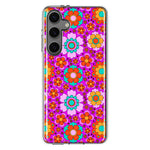 Mundaze - Case for Samsung Galaxy S24 Plus Slim Shockproof Hard Shell Soft TPU Heavy Duty Protective Phone Cover - Groovy Cute Pink Flowers