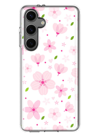 Mundaze - Case for Samsung Galaxy S24 Plus Slim Shockproof Hard Shell Soft TPU Heavy Duty Protective Phone Cover - Cute Pink Cherry Blossom