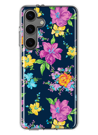 Mundaze - Case for Samsung Galaxy S24 Slim Shockproof Hard Shell Soft TPU Heavy Duty Protective Phone Cover - Vintage Blossom Flowers