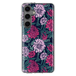 Mundaze - Case for Samsung Galaxy S24 Slim Shockproof Hard Shell Soft TPU Heavy Duty Protective Phone Cover - Vintage Pink Flowers and Leaves