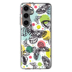 Mundaze - Case for Samsung Galaxy S24 Slim Shockproof Hard Shell Soft TPU Heavy Duty Protective Phone Cover - Vintage Butterflies