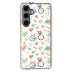 Mundaze - Case for Samsung Galaxy S24 Plus Slim Shockproof Hard Shell Soft TPU Heavy Duty Protective Phone Cover - Cute Spring Floral Bicycles