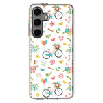 Mundaze - Case for Samsung Galaxy S24 Slim Shockproof Hard Shell Soft TPU Heavy Duty Protective Phone Cover - Cute Spring Floral Bicycles