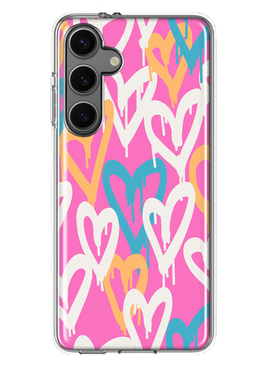 Mundaze - Case for Samsung Galaxy S24 Plus Slim Shockproof Hard Shell Soft TPU Heavy Duty Protective Phone Cover - Urban Street Pink Hearts