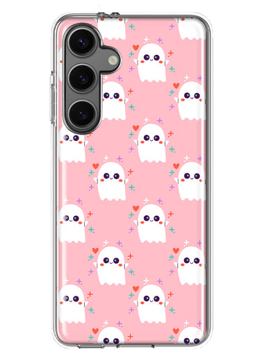 Mundaze - Case for Samsung Galaxy S24 Plus Slim Shockproof Hard Shell Soft TPU Heavy Duty Protective Phone Cover - Cute Pink Ghosts