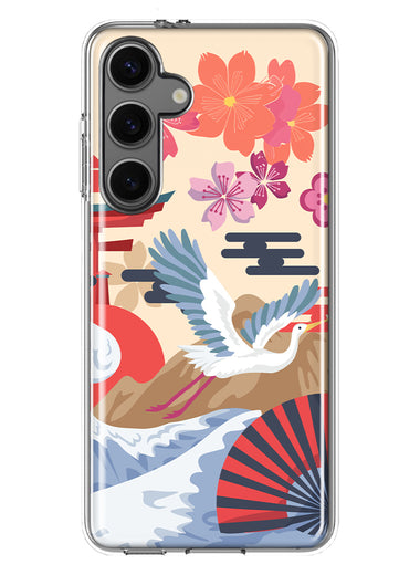 Mundaze - Case for Samsung Galaxy S24 Plus Slim Shockproof Hard Shell Soft TPU Heavy Duty Protective Phone Cover - Vintage Japanese Crane