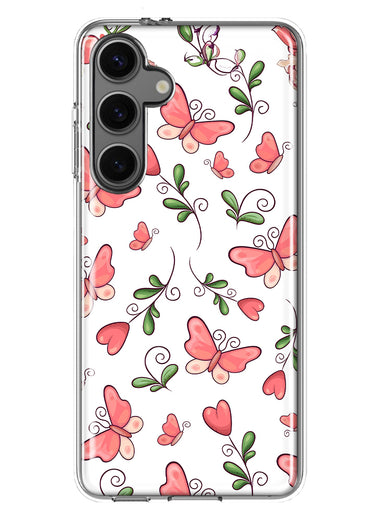 Mundaze - Case for Samsung Galaxy S24 Plus Slim Shockproof Hard Shell Soft TPU Heavy Duty Protective Phone Cover - Cute Pink Butterflies