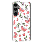 Mundaze - Case for Samsung Galaxy S24 Slim Shockproof Hard Shell Soft TPU Heavy Duty Protective Phone Cover - Cute Pink Butterflies