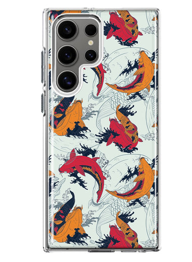 Mundaze - Case for Samsung Galaxy S23 Ultra Slim Shockproof Hard Shell Soft TPU Heavy Duty Protective Phone Cover - Red Orange Koi Fish Wallpaper