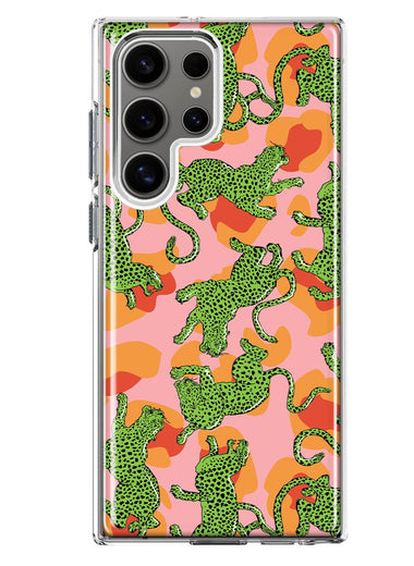 Mundaze - Case for Samsung Galaxy S23 Ultra Slim Shockproof Hard Shell Soft TPU Heavy Duty Protective Phone Cover - Green Leopard