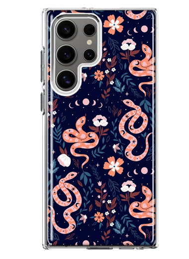 Mundaze - Case for Samsung Galaxy S22 Ultra Slim Shockproof Hard Shell Soft TPU Heavy Duty Protective Phone Cover - Snakes and Flowers