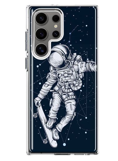 Mundaze - Case for Samsung Galaxy S23 Ultra Slim Shockproof Hard Shell Soft TPU Heavy Duty Protective Phone Cover - Skateboard Astronaut