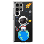 Mundaze - Case for Samsung Galaxy S22 Ultra Slim Shockproof Hard Shell Soft TPU Heavy Duty Protective Phone Cover - Cute Astronaut Earth Mars Rocket