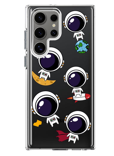 Mundaze - Case for Samsung Galaxy S22 Ultra Slim Shockproof Hard Shell Soft TPU Heavy Duty Protective Phone Cover - Cute Astronauts Moon Earth Rocket