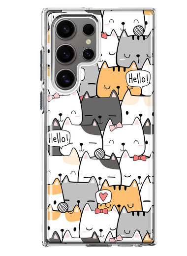 Mundaze - Case for Samsung Galaxy S23 Ultra Slim Shockproof Hard Shell Soft TPU Heavy Duty Protective Phone Cover - Cat Friends Hello