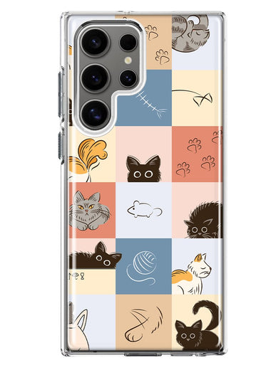 Mundaze - Case for Samsung Galaxy S23 Ultra Slim Shockproof Hard Shell Soft TPU Heavy Duty Protective Phone Cover - Cute Cat Tiles