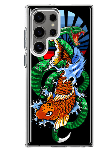 Mundaze - Case for Samsung Galaxy S23 Ultra Slim Shockproof Hard Shell Soft TPU Heavy Duty Protective Phone Cover - Dragon Koi Fish