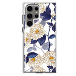 Mundaze - Case for Samsung Galaxy S22 Ultra Slim Shockproof Hard Shell Soft TPU Heavy Duty Protective Phone Cover - Blue White Floral