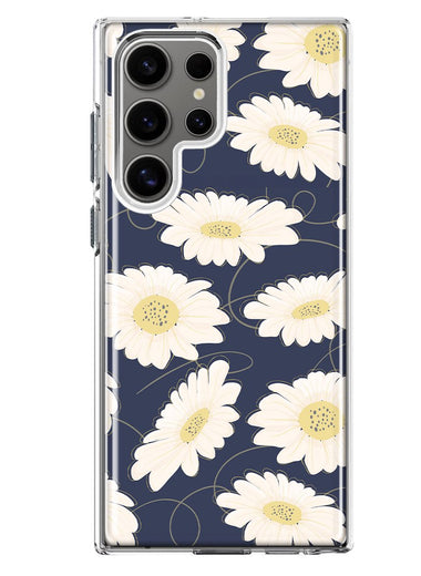 Mundaze - Case for Samsung Galaxy S22 Ultra Slim Shockproof Hard Shell Soft TPU Heavy Duty Protective Phone Cover - Cute White Daisies Blue