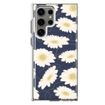 Mundaze - Case for Samsung Galaxy S22 Ultra Slim Shockproof Hard Shell Soft TPU Heavy Duty Protective Phone Cover - Cute White Daisies Blue