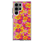 Mundaze - Case for Samsung Galaxy S22 Ultra Slim Shockproof Hard Shell Soft TPU Heavy Duty Protective Phone Cover - Groovy Pink Yellow Floral