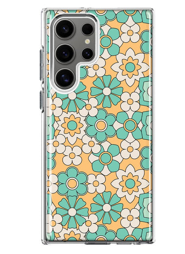 Mundaze - Case for Samsung Galaxy S23 Ultra Slim Shockproof Hard Shell Soft TPU Heavy Duty Protective Phone Cover - Cute Mint Yellow Floral