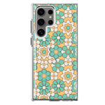 Mundaze - Case for Samsung Galaxy S22 Ultra Slim Shockproof Hard Shell Soft TPU Heavy Duty Protective Phone Cover - Cute Mint Yellow Floral