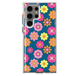 Mundaze - Case for Samsung Galaxy S23 Ultra Slim Shockproof Hard Shell Soft TPU Heavy Duty Protective Phone Cover - Groovy Pink Daisies