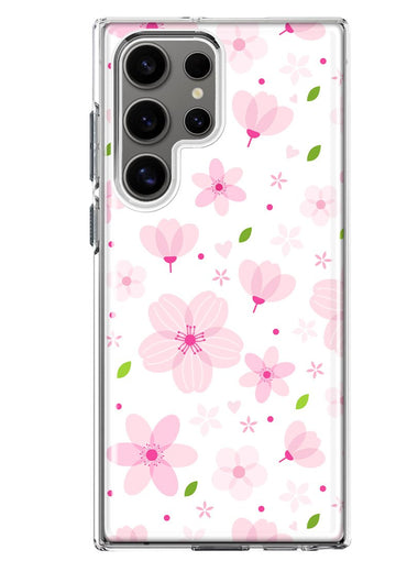 Mundaze - Case for Samsung Galaxy S23 Ultra Slim Shockproof Hard Shell Soft TPU Heavy Duty Protective Phone Cover - Cute Pink Cherry Blossom