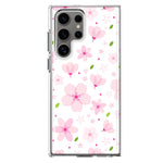 Mundaze - Case for Samsung Galaxy S23 Ultra Slim Shockproof Hard Shell Soft TPU Heavy Duty Protective Phone Cover - Cute Pink Cherry Blossom