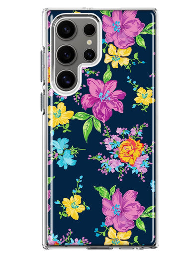 Mundaze - Case for Samsung Galaxy S23 Ultra Slim Shockproof Hard Shell Soft TPU Heavy Duty Protective Phone Cover - Vintage Blossom Flowers
