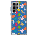 Mundaze - Case for Samsung Galaxy S23 Ultra Slim Shockproof Hard Shell Soft TPU Heavy Duty Protective Phone Cover - Blue Cute Flowers