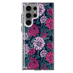 Mundaze - Case for Samsung Galaxy S22 Ultra Slim Shockproof Hard Shell Soft TPU Heavy Duty Protective Phone Cover - Vintage Pink Flowers and Leaves