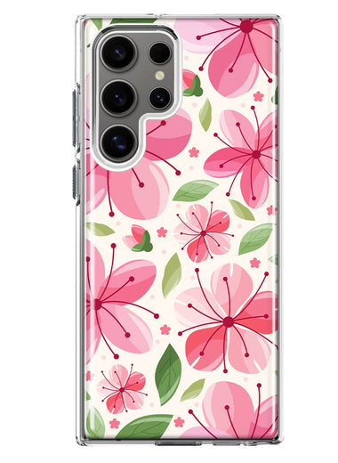 Mundaze - Case for Samsung Galaxy S23 Ultra Slim Shockproof Hard Shell Soft TPU Heavy Duty Protective Phone Cover - Spring Pink Cherry Blossoms