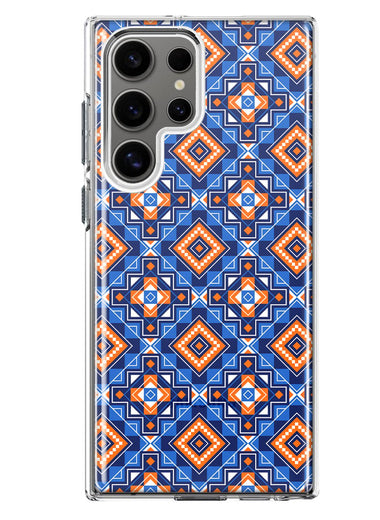 Mundaze - Case for Samsung Galaxy S23 Ultra Slim Shockproof Hard Shell Soft TPU Heavy Duty Protective Phone Cover - Abstract Blue Orange Diamond Tribal