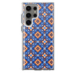 Mundaze - Case for Samsung Galaxy S22 Ultra Slim Shockproof Hard Shell Soft TPU Heavy Duty Protective Phone Cover - Abstract Blue Orange Diamond Tribal
