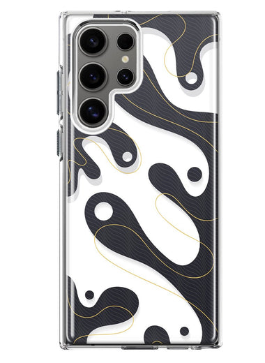 Mundaze - Case for Samsung Galaxy S22 Ultra Slim Shockproof Hard Shell Soft TPU Heavy Duty Protective Phone Cover - Luxury Black White Fluid