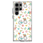 Mundaze - Case for Samsung Galaxy S22 Ultra Slim Shockproof Hard Shell Soft TPU Heavy Duty Protective Phone Cover - Cute Spring Floral Bicycles