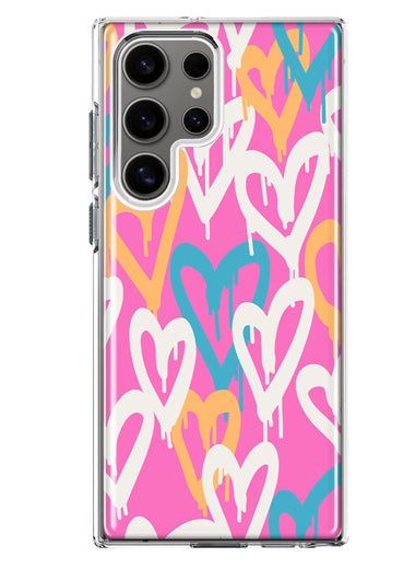 Mundaze - Case for Samsung Galaxy S23 Ultra Slim Shockproof Hard Shell Soft TPU Heavy Duty Protective Phone Cover - Urban Street Pink Hearts