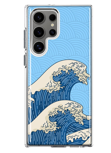 Mundaze - Case for Samsung Galaxy S23 Ultra Slim Shockproof Hard Shell Soft TPU Heavy Duty Protective Phone Cover - Japanese Waves