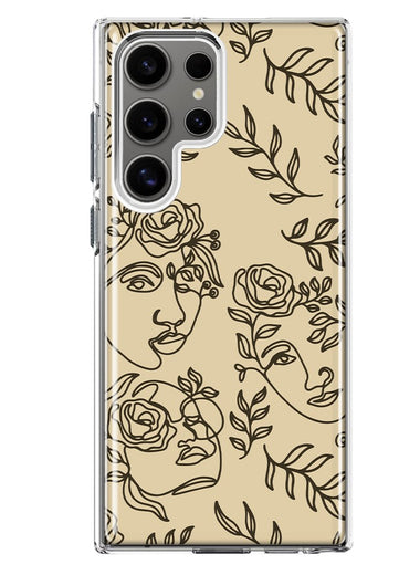 Mundaze - Case for Samsung Galaxy S22 Ultra Slim Shockproof Hard Shell Soft TPU Heavy Duty Protective Phone Cover - Abstract Line Art Faces